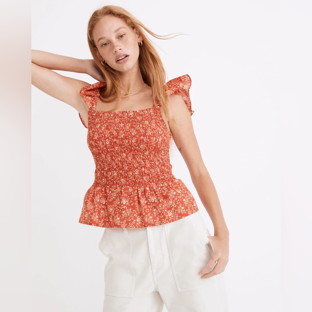 Madewell Luxor Smocked Peplum Top